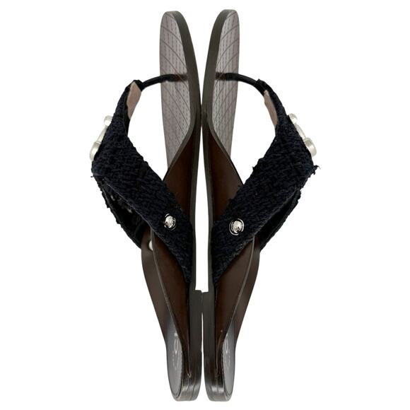 CHANEL Interlocking CC Logo Quilted Thong Sandals EU 39 US 8.5-9 Navy Blue Flats - Picture 7 of 15